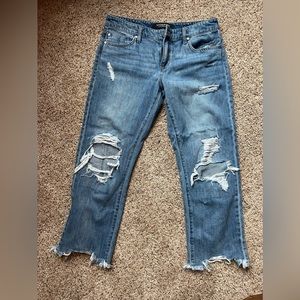 Liverpool distressed cropped straight denim
